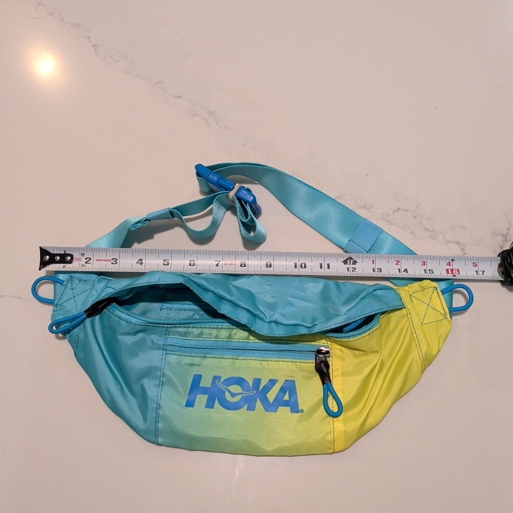 HOKA Fanny /Waist Pack Sling Bag adjustable zip pockets Blue/yellow - Picture 4 of 4